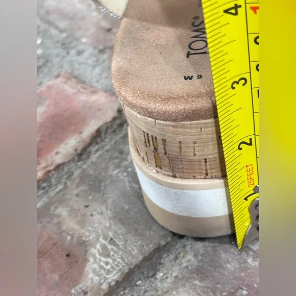 TOMS Diana Platform Wedge Sandals Size 9M – Rainbow Tribal Cork Heel Ankle Strap - Picture 10 of 10